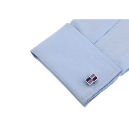 Mansetinööbid - valge lilla ruut